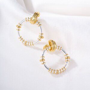 Alicia Bonnie Two Tone Gold Silver Mixed Metal Hoop Earrings Modern Lightweight